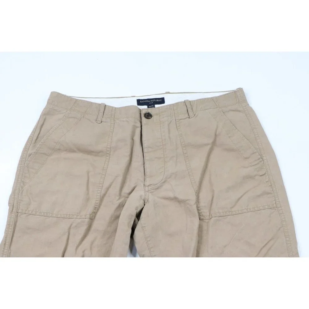 Vintage Banana Republic Mens 36x34 Faded Linen Blend Wide Leg Pants Khaki Brown